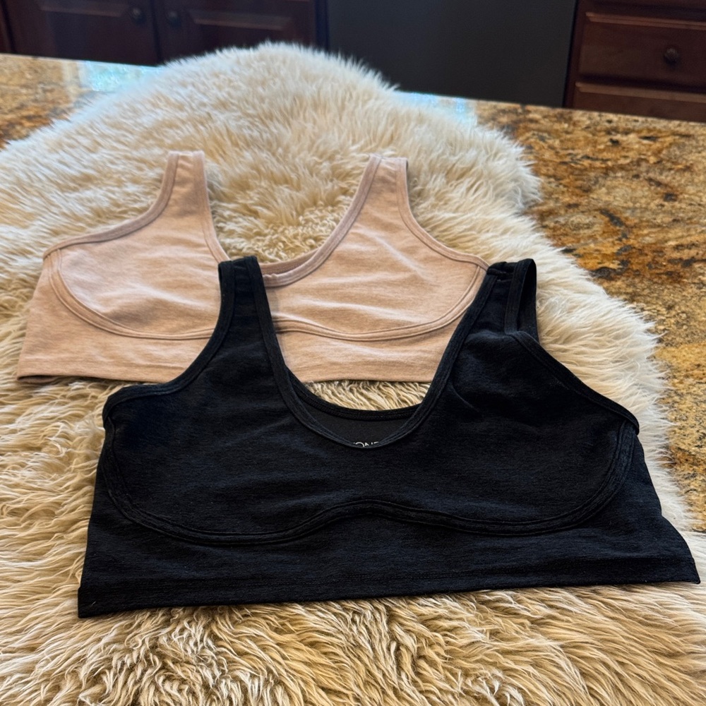 Bundle Beyond Yoga bras. Black and beige color size small. Like new!